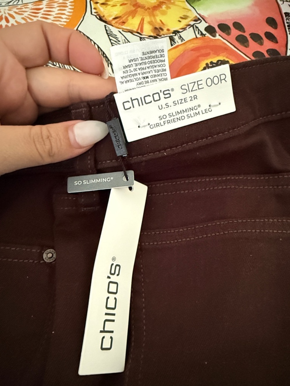 Chico's Girlfriend Slim Leg Pants in Deep Burgundy